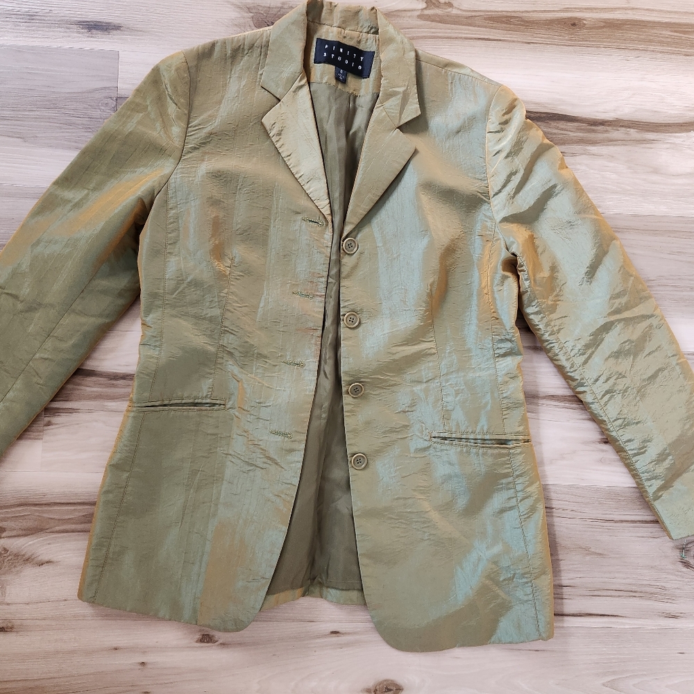 Beautiful green silky suit jacket